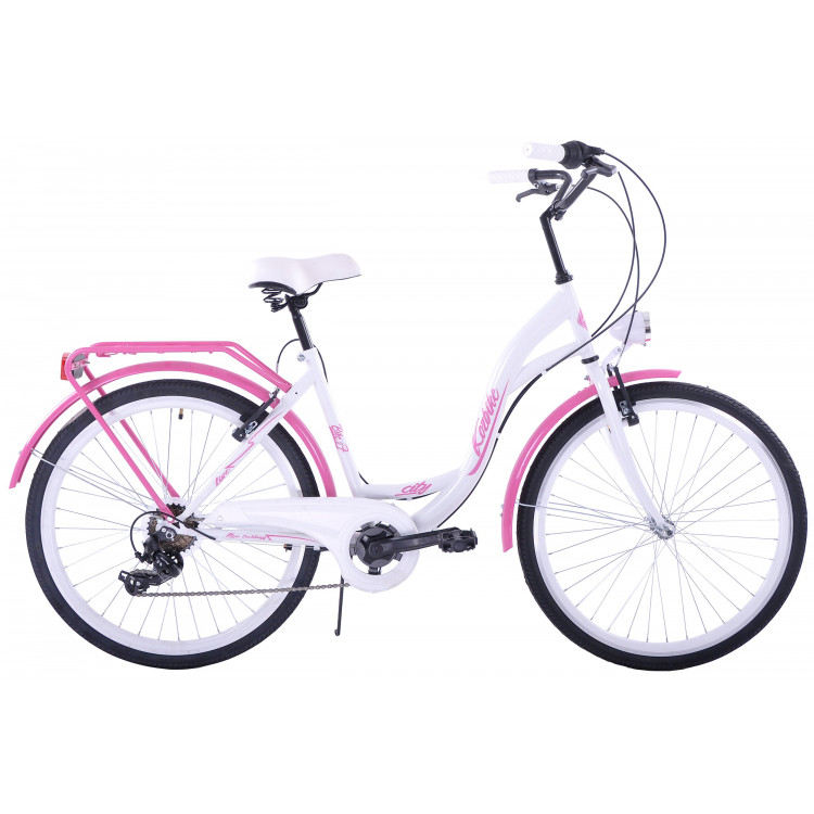 Mestský bicykel 26" Kozbike KOZ15 7 prevodový Bielo ružový